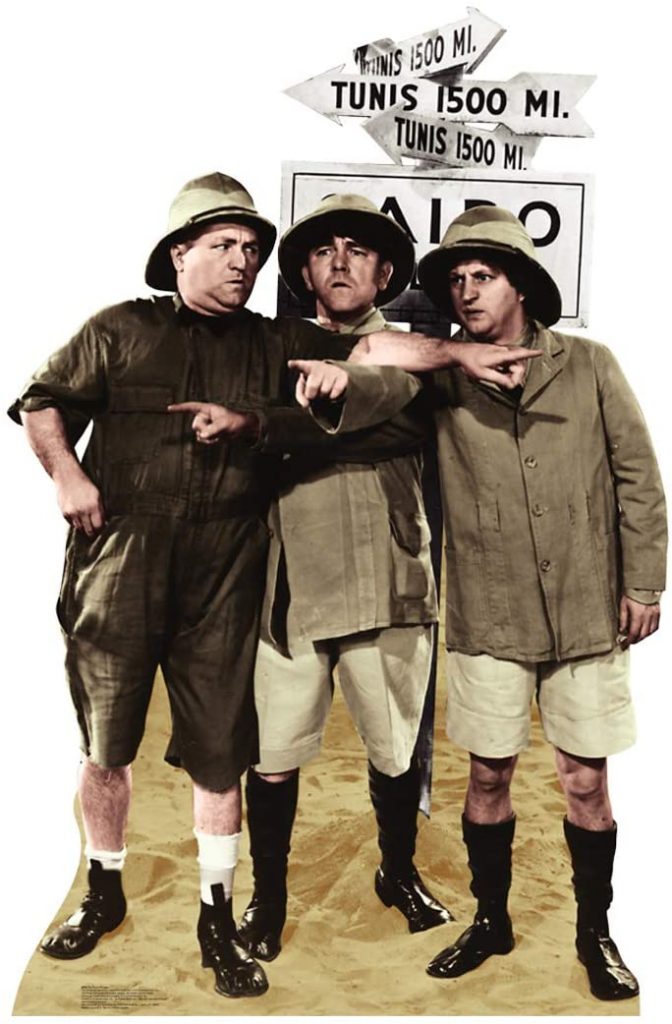 Stand up photo of Curly, Moe, and Larry from "We Want our Mummy"