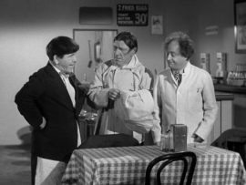 Funny movie quotes from Of Cash and Hash (1955) starring the Three Stooges - Moe, Larry, Shemp