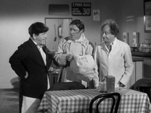 Funny movie quotes from Of Cash and Hash (1955) starring the Three Stooges - Moe, Larry, Shemp