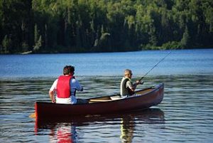 Fishing on the lake in a rented boat