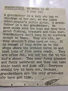 Grandmothers - an essay by an 8-year-old