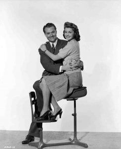Red Skelton and Esther Williams in a publicity photo from "Bathing Beauty"